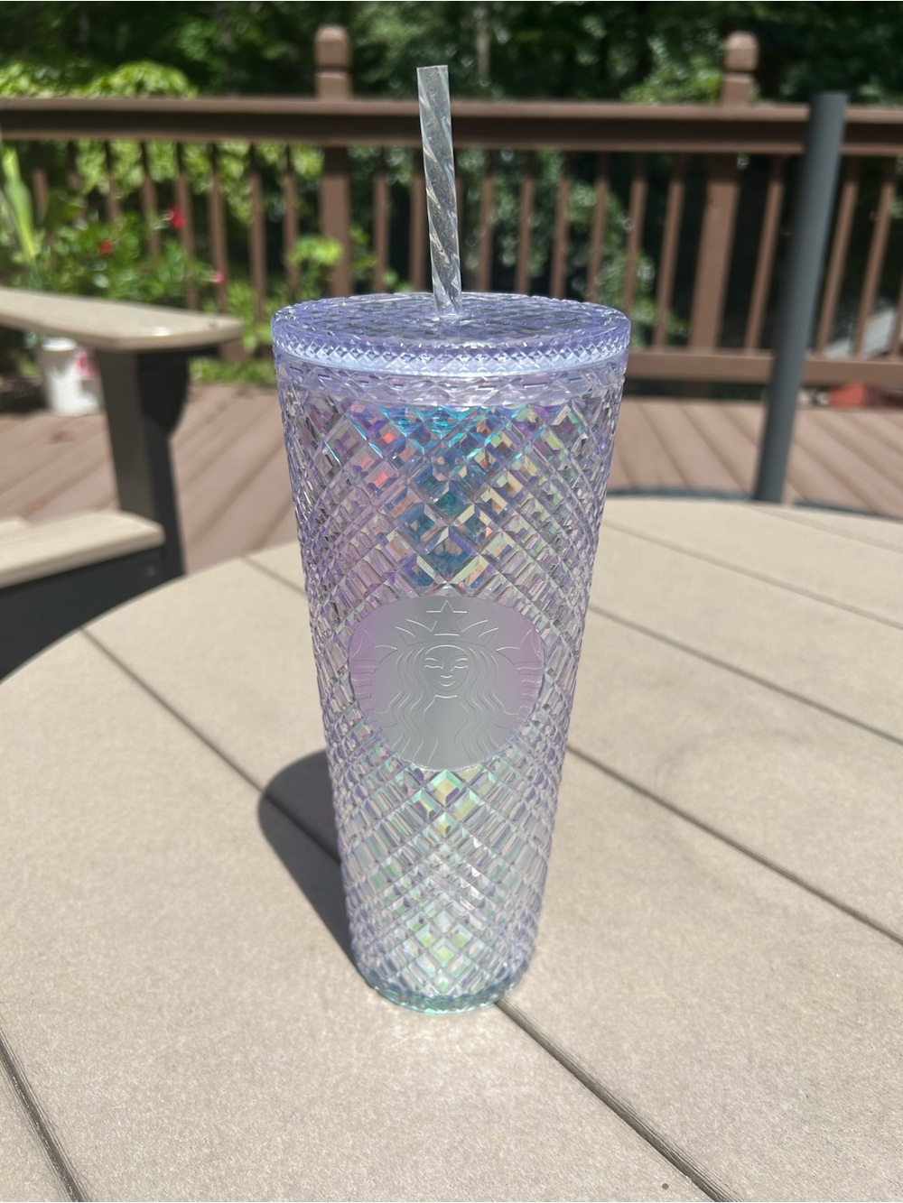 Starbucks Jeweled Bling 2022 Holiday Cold Iridescent Tumbler 24oz White Venti